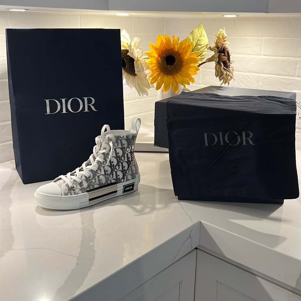 Christian Dior high top sneakers worn once almost new condition